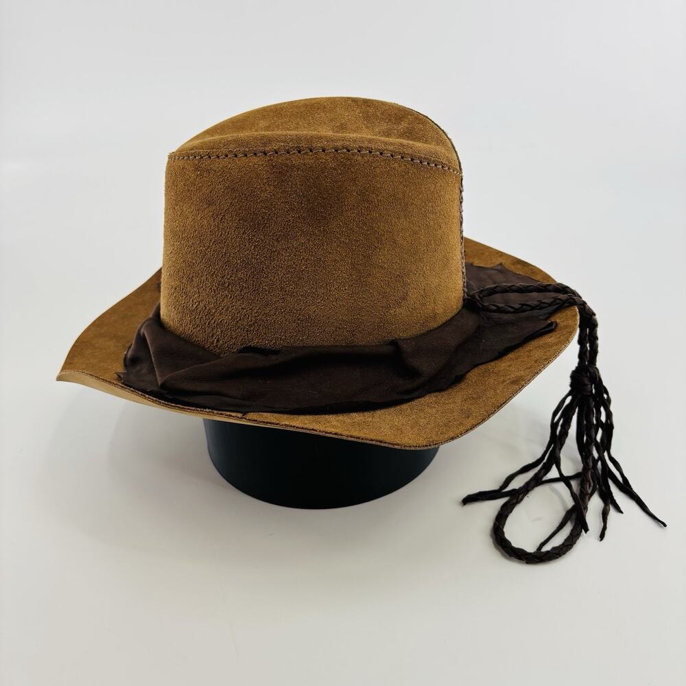 Head N Home Cowboy Hat “Duke” Men’s Size M/L Brown Leather Santa Cruz Ca USA